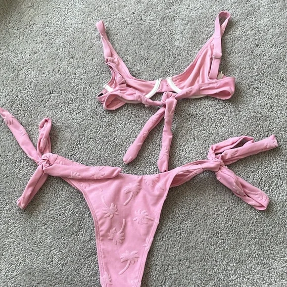 Nasty Gal Textured Palm Tree Underwire Tie Bikini Set - Size 0 - Picture 3 of 6